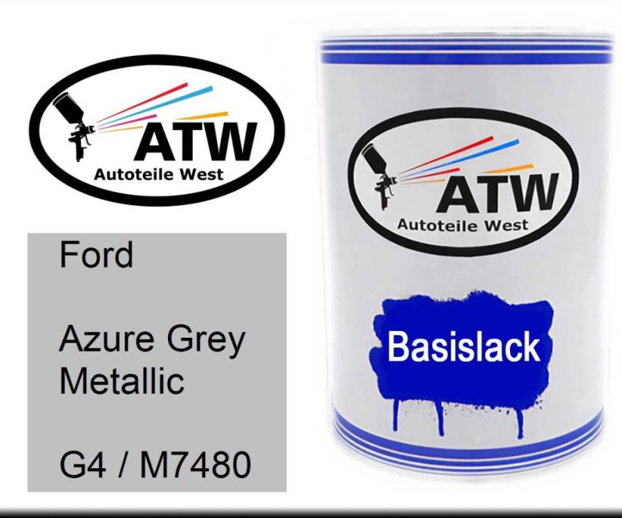 Ford, Azure Grey Metallic, G4 / M7480: 500ml Lackdose, von ATW Autoteile West.